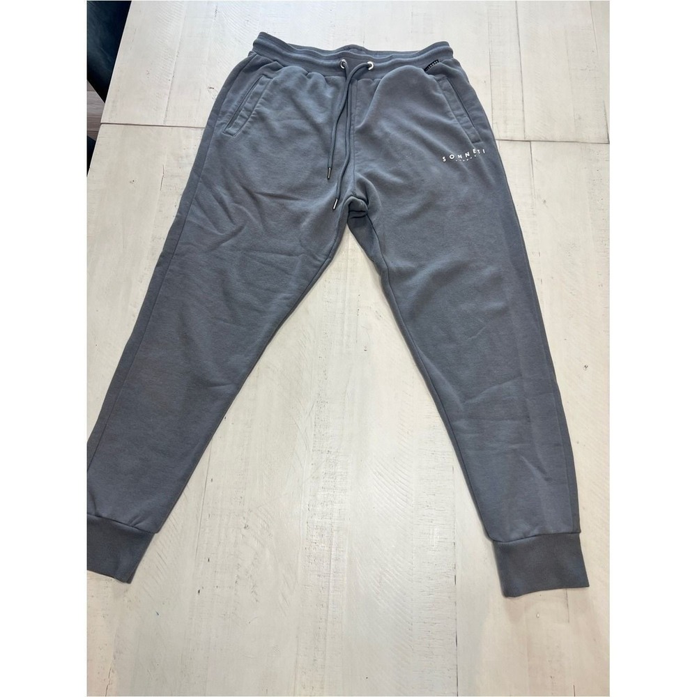 Sonneti Men's Gray Cotton Jogger Pants Size M Drawstring Elastic Waist - Picture 2 of 8